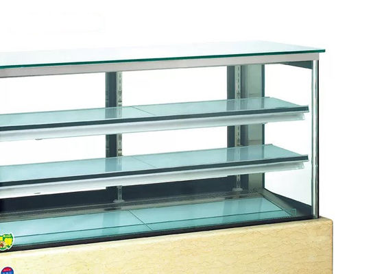 Mermer Tabanlı Temperli Cam 490W Pasta Teşhir Dolabı